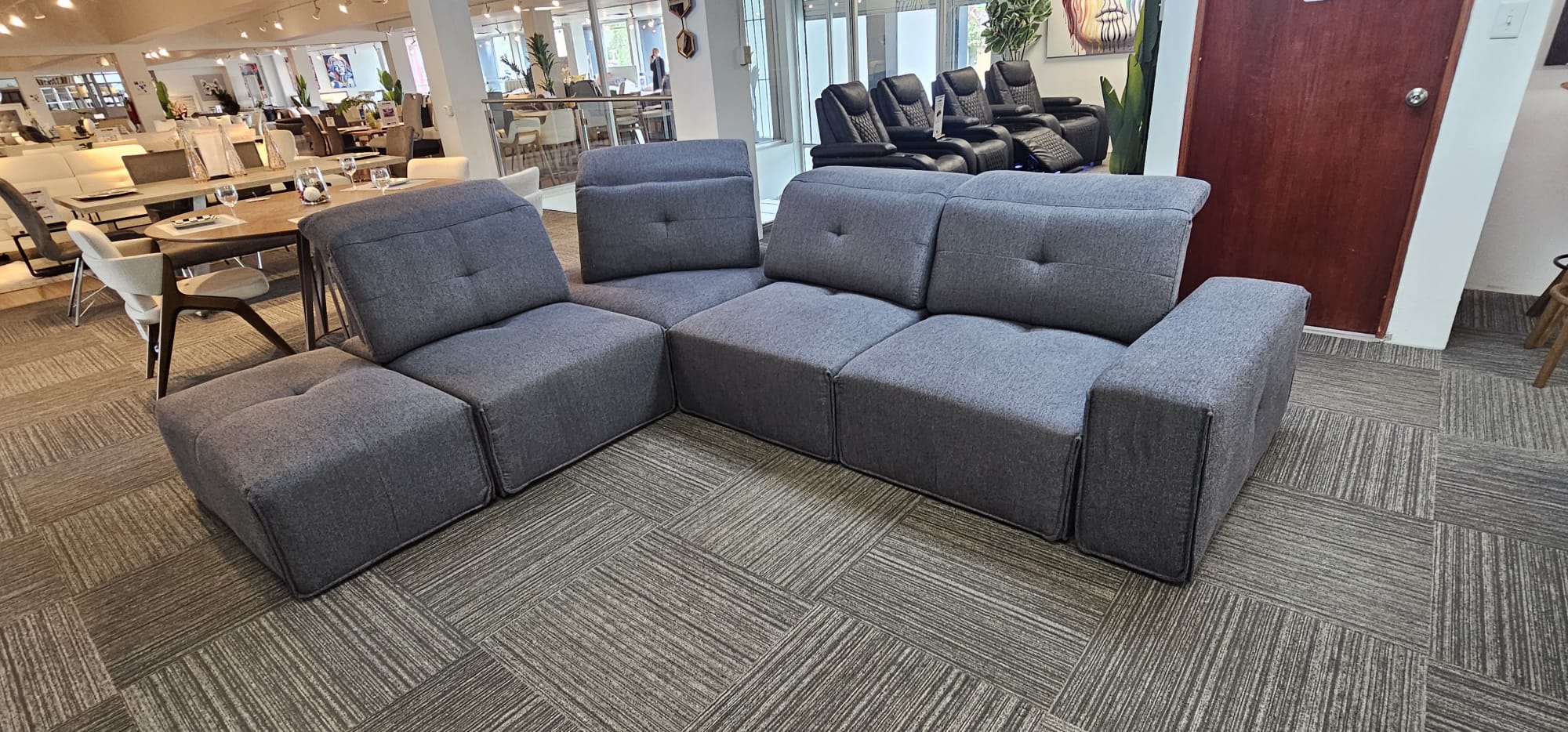 MB-2085 6pc Sectional Modular Set Grey Fabric