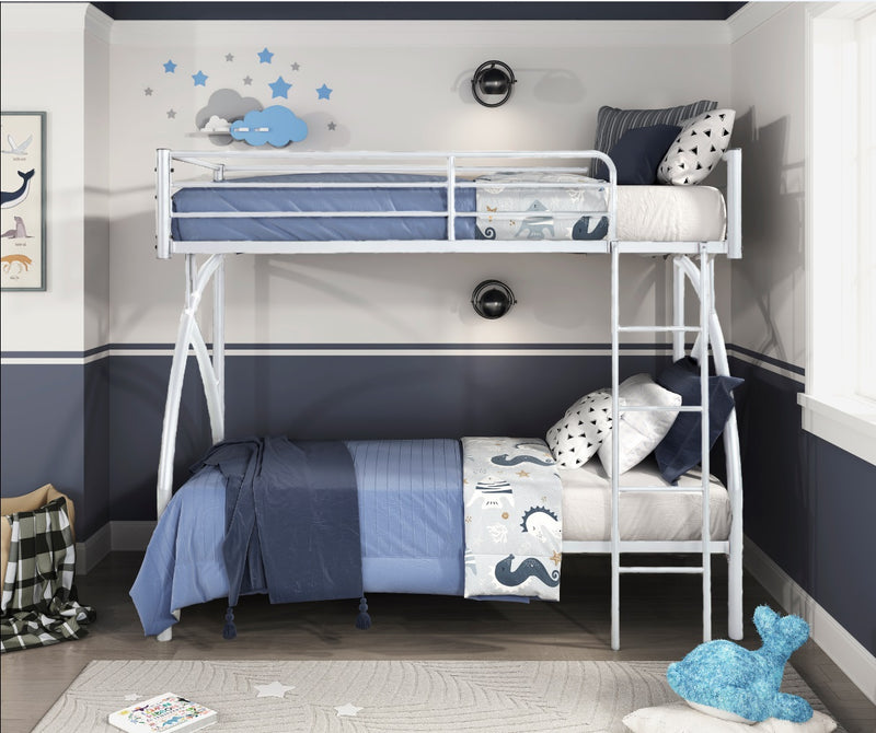 B2020WH-1 Twin/Twin Bunk Bed 3" Metal/White