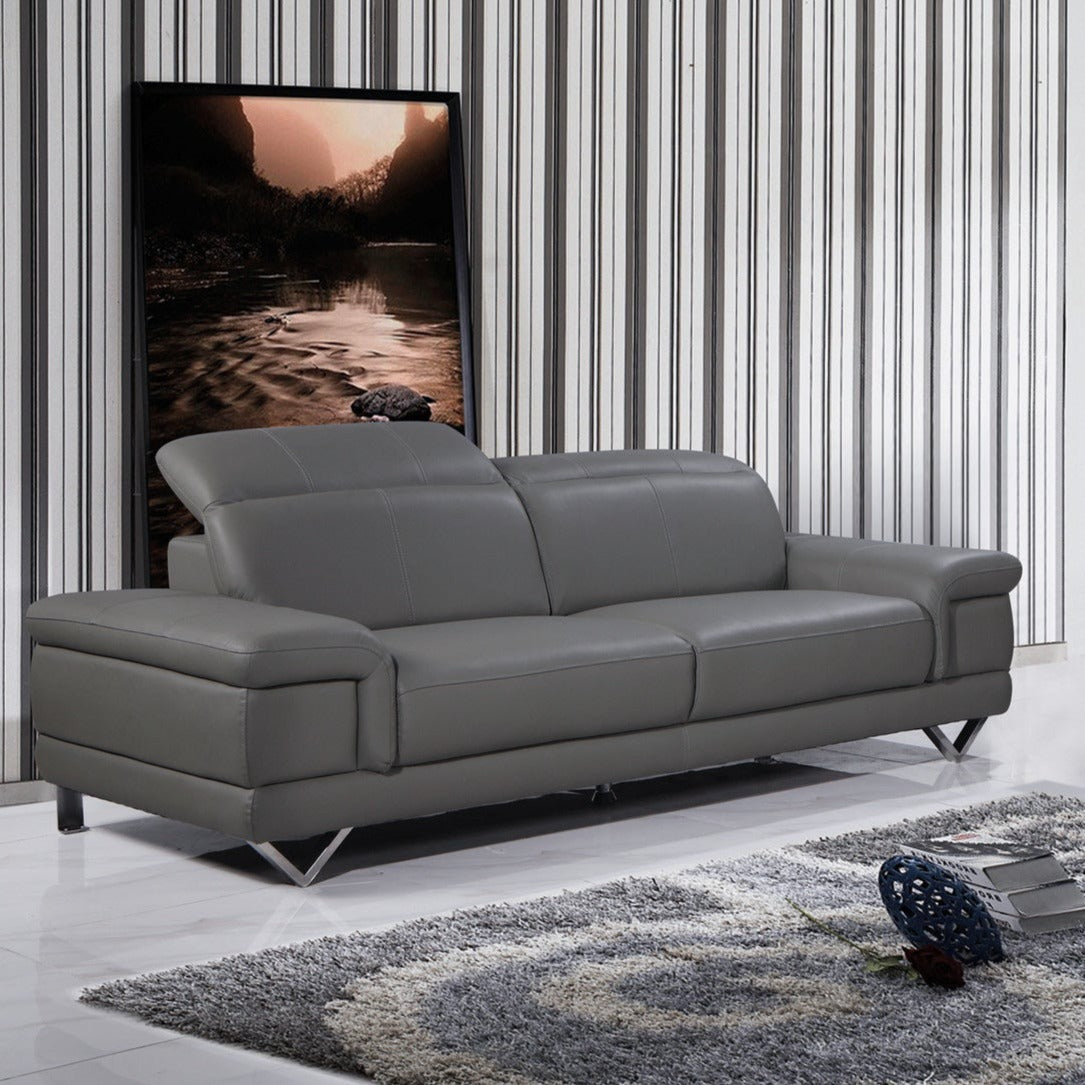 LD-498 - 3-seater Sofa (Grey PU) - 42945