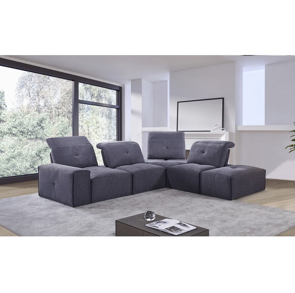 MB-2085 6pc Sectional Modular Set Grey Fabric