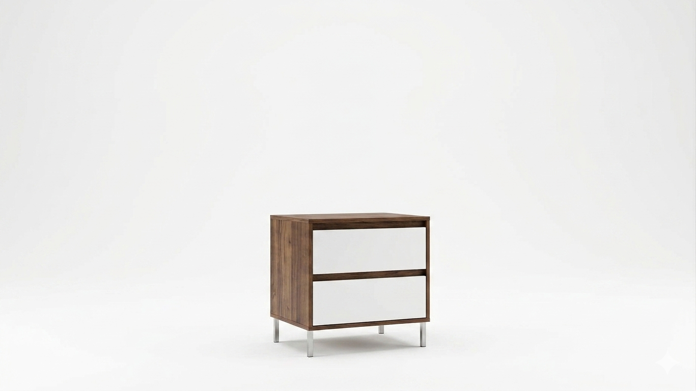 Memphis Nightstand Nogal Valt/White
