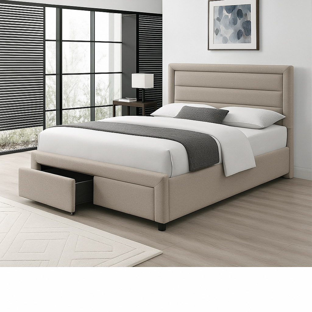 SY205 Full Bed w/ Storage FG33100-02 Light Brown Fabric