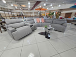 KMT6095B 6pcs Power Recliner Sofa Set Leather Light Grey