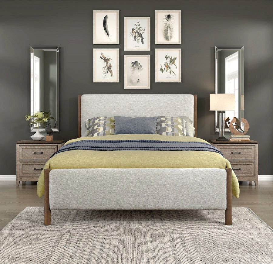 1587F Full Size Platform/Upholstered Bed Beige Chenille