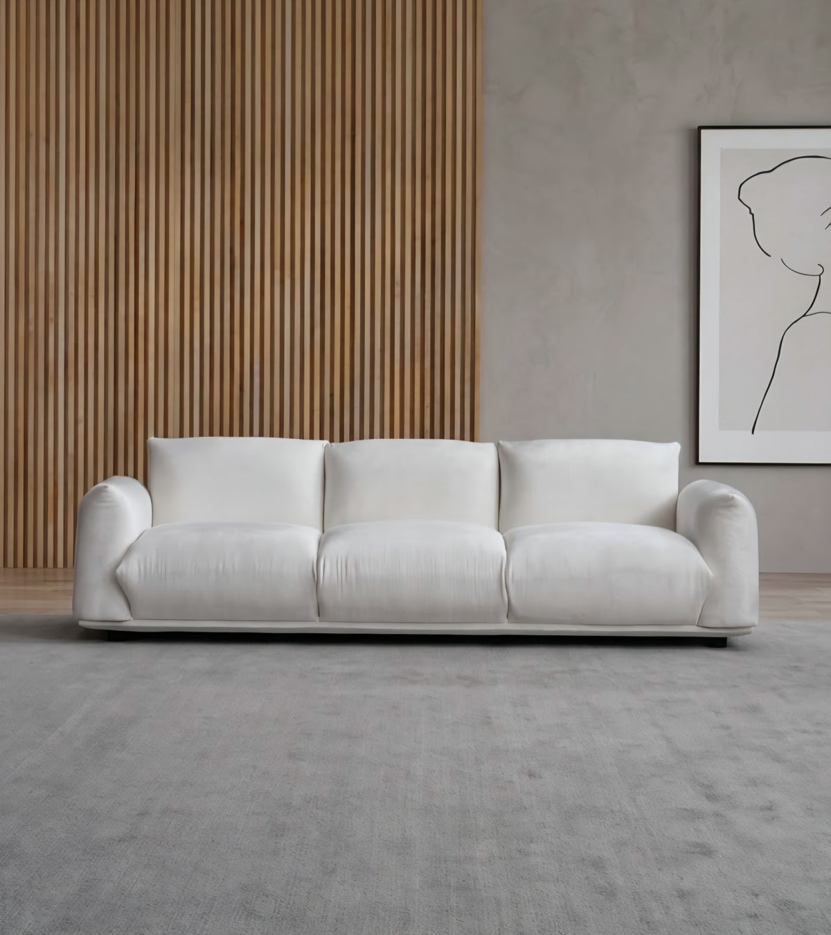 SOLEA 3 Seater Sofa White Velvet