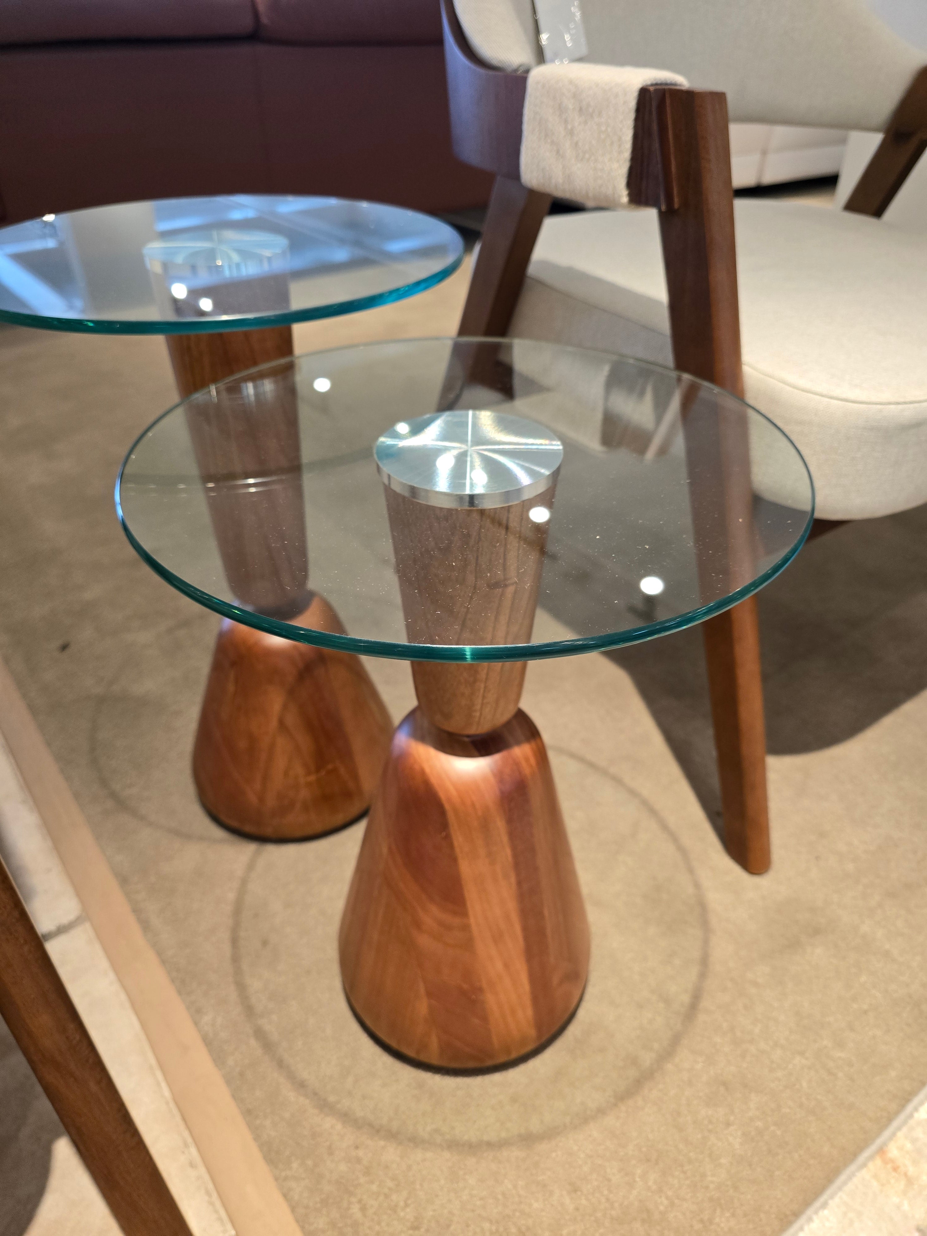 DUO Side Table (Low) Amendoa/Glass Top