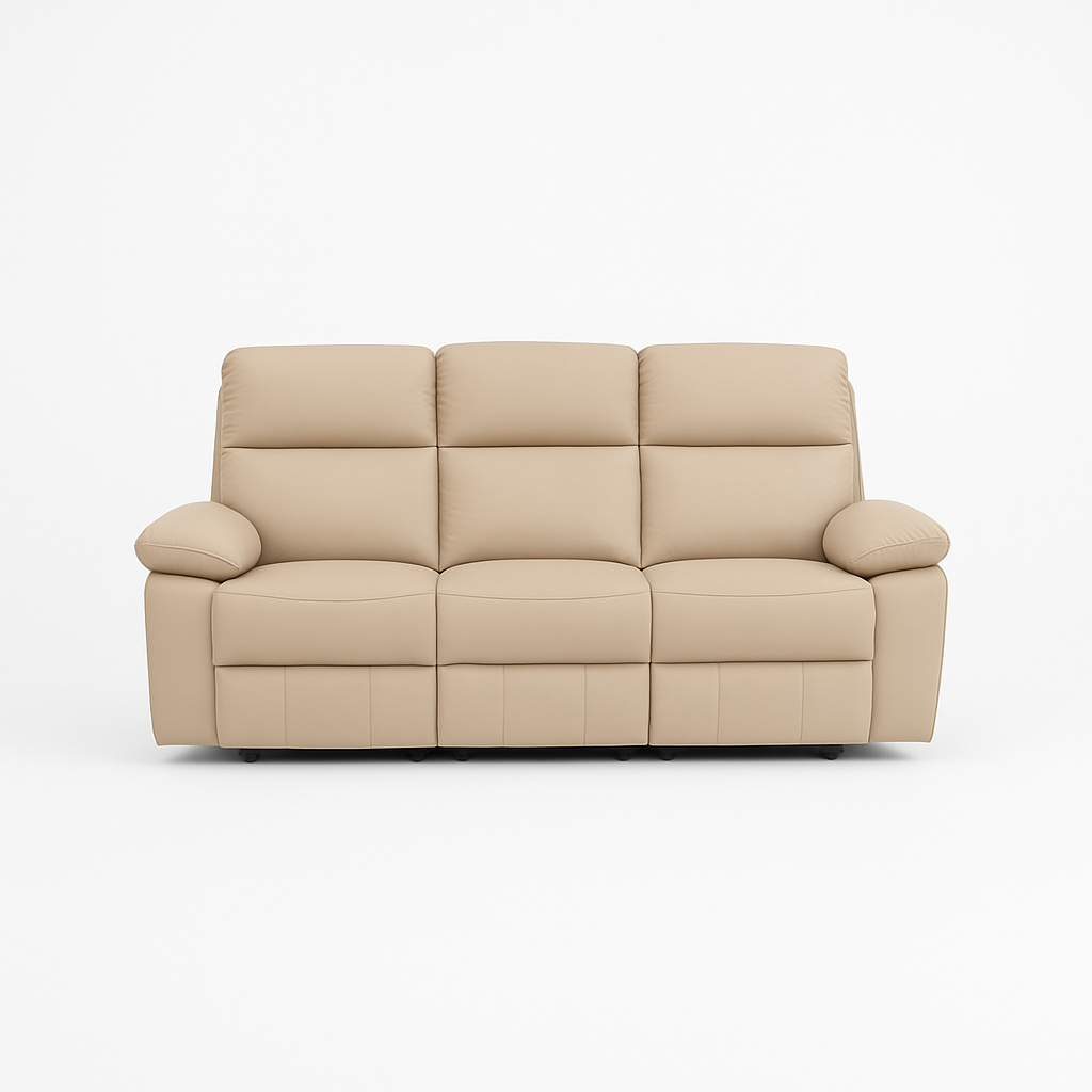 RONDA Power Recliner 3-Seater Sofa Leather Taupe 10270
