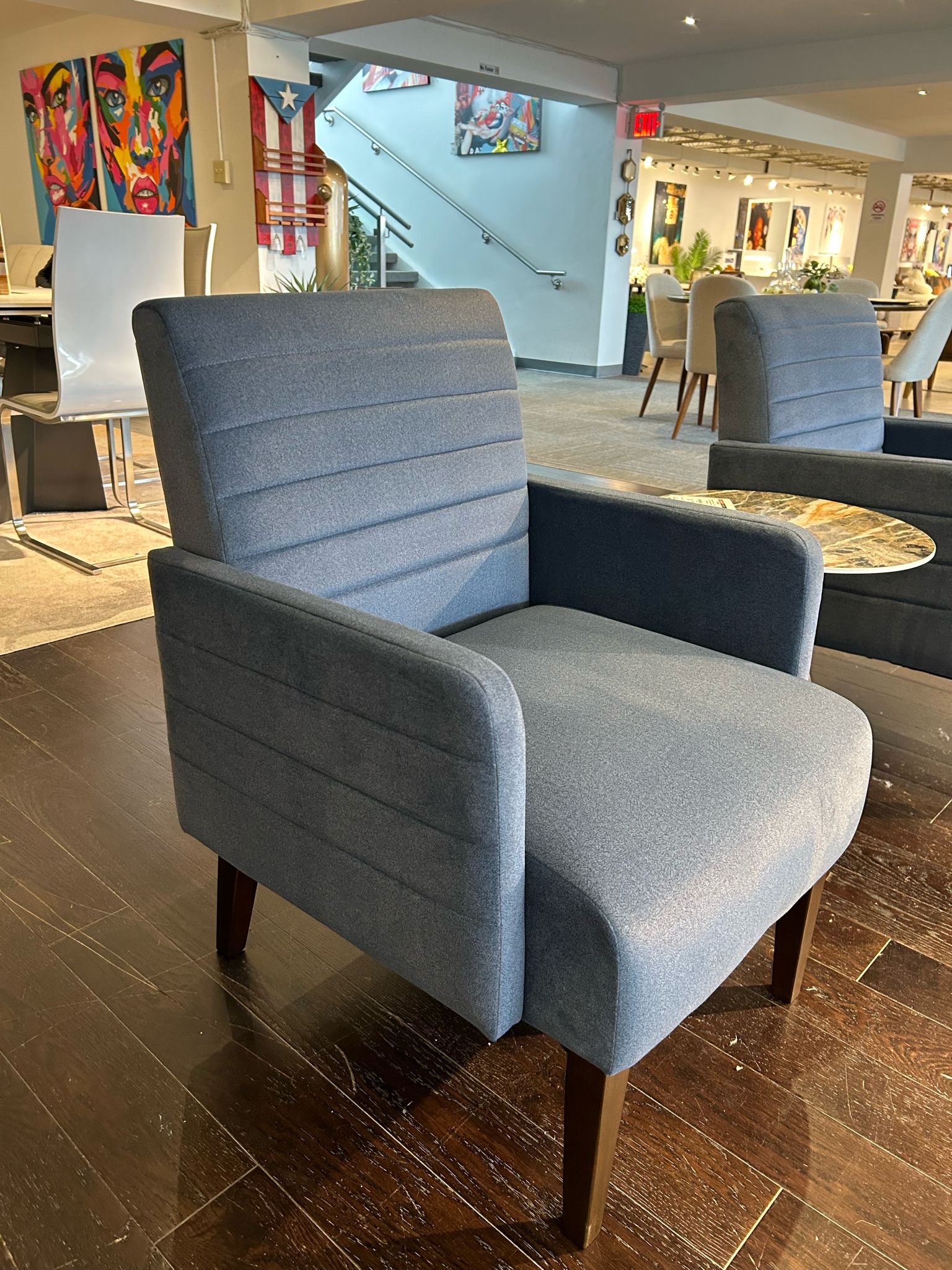 1224BGY-1 Accent Chair Blue Grey Velvet