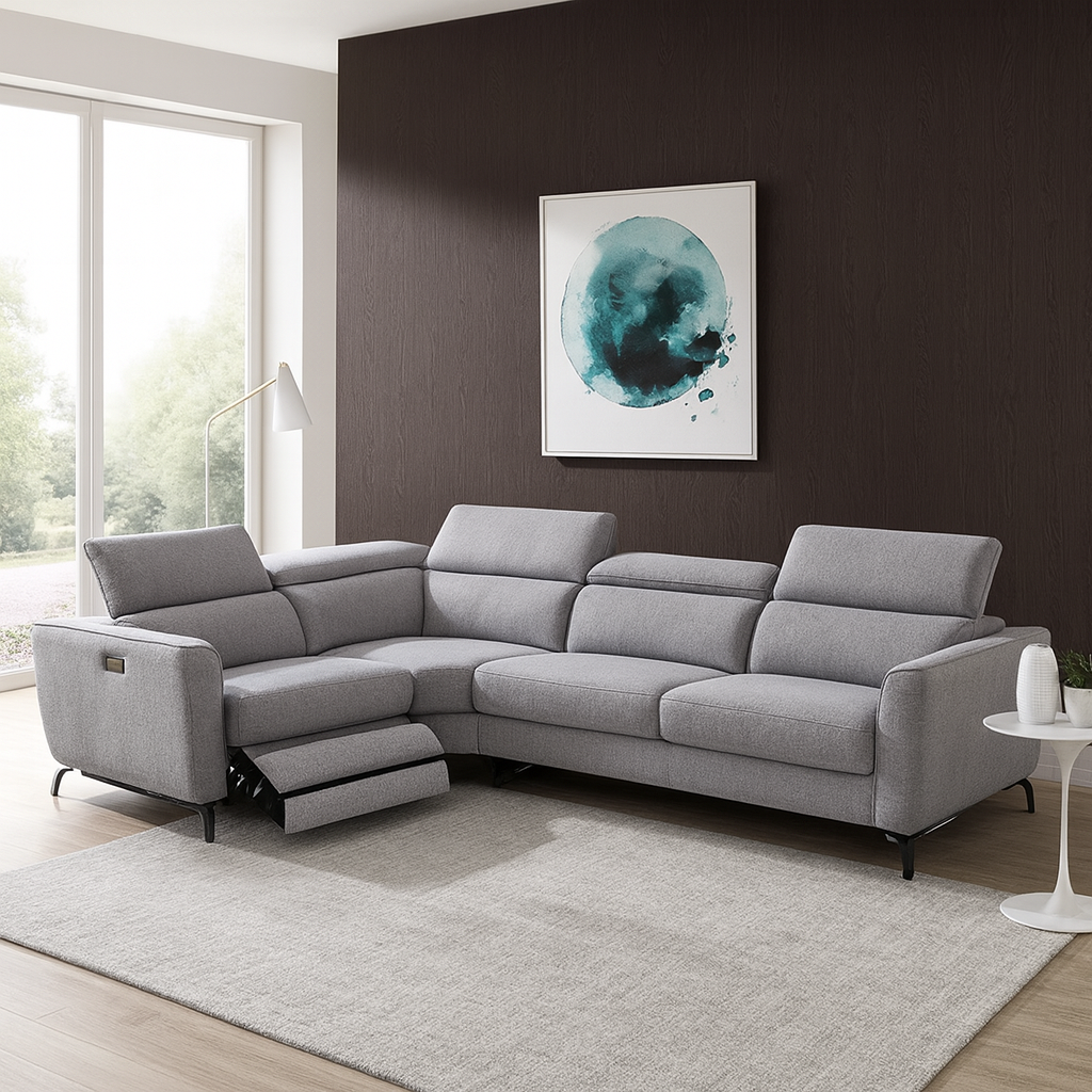MB-R319 Sectional Power Recliner w/ Sofa Bed Light Grey