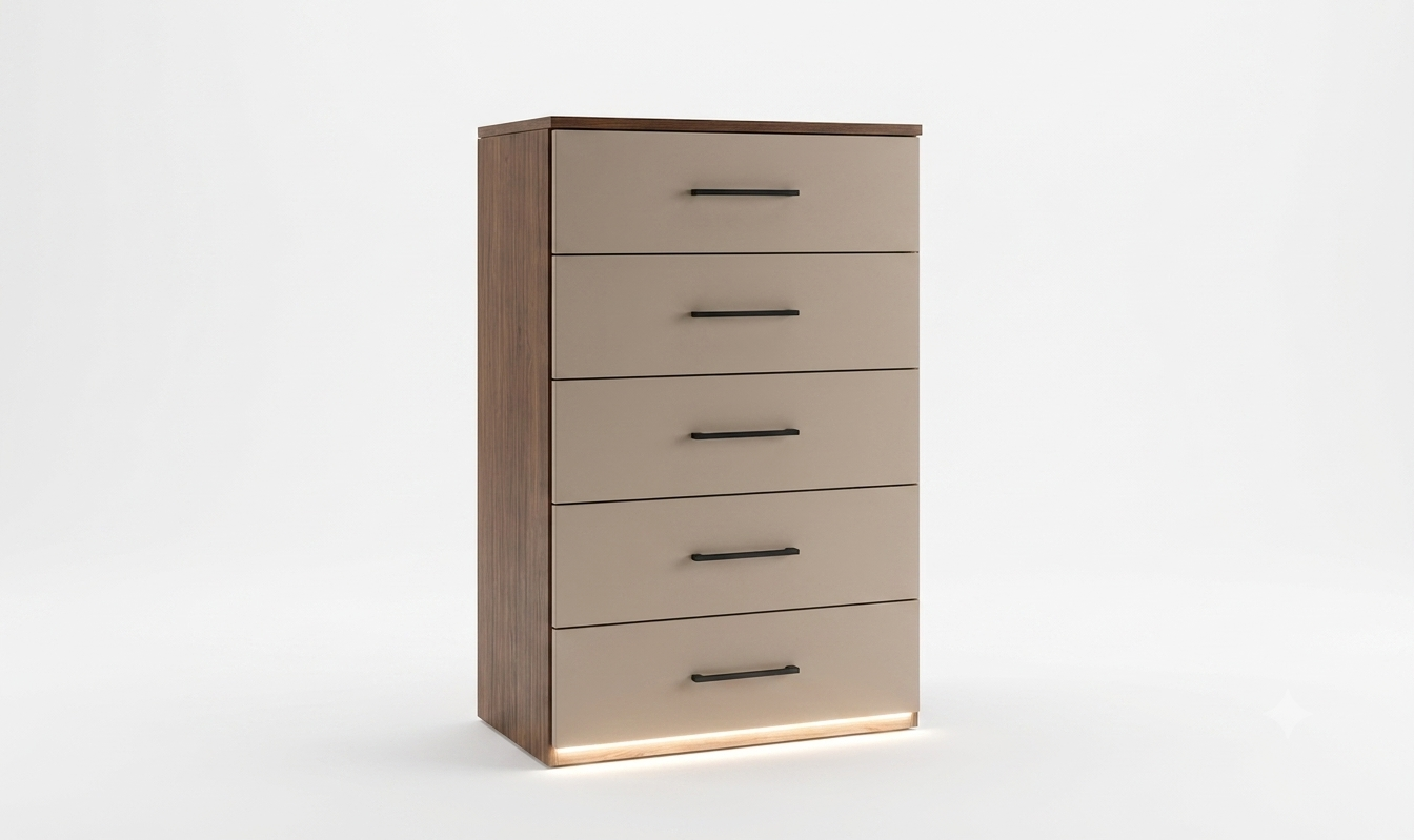 MONACO Chest w/LED Walnut/Taupe