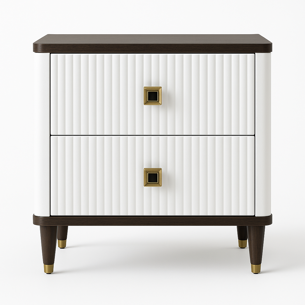 BD02028 Nightstand w/USB 26"L x 18"W x 27"H White-Brown Finish