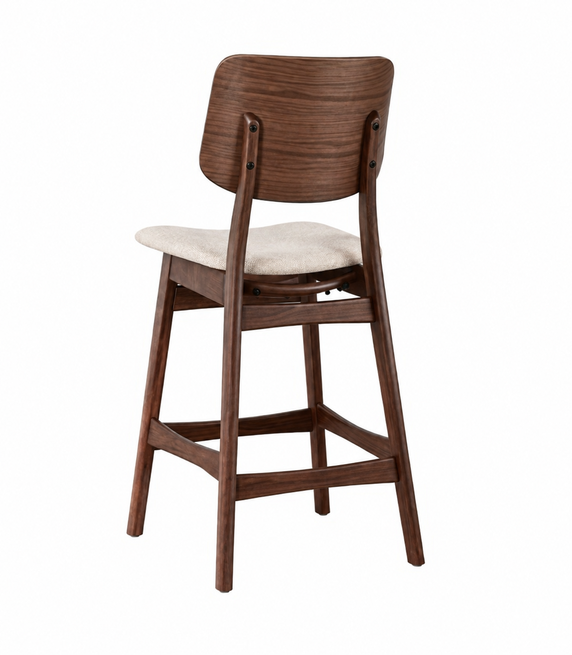 OSCAR Counter Height Stool Walnut Finish/Beige Polyester Fabric