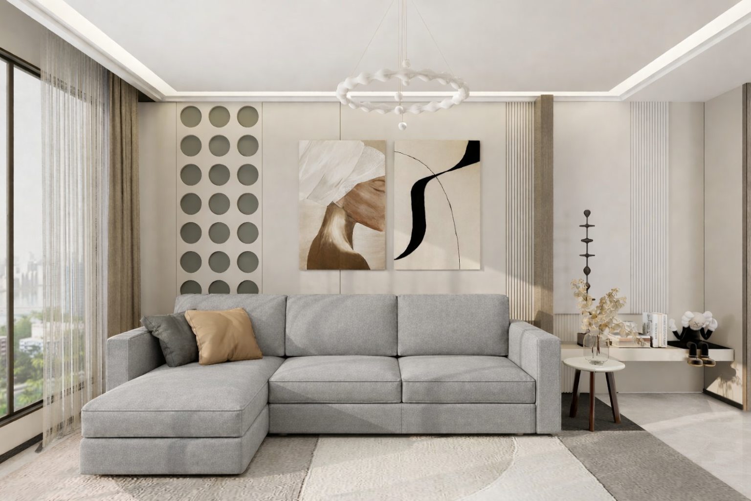 83361 Elena Sectional Sofa Bed w/ Storage (Left Chaise when facing) TR19 Grey Fabric