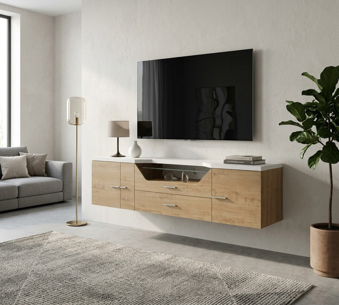 Floating TV Stand Artico Roble/Glass