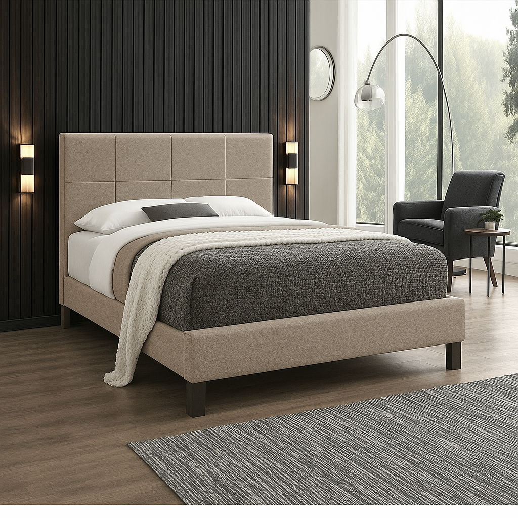 SY208 Full Bed FG33100-02 Light Brown Fabric