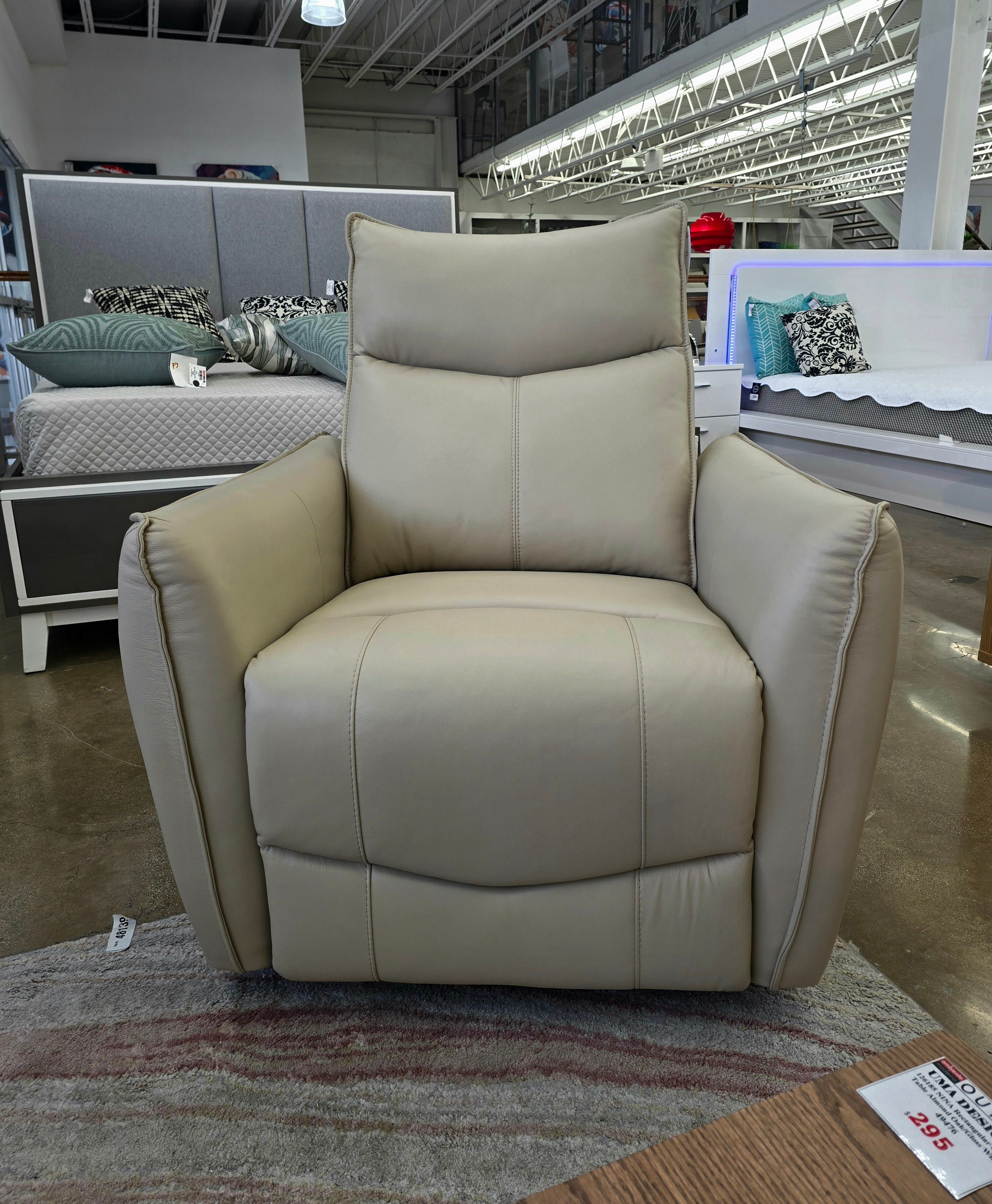 GRACE Chair w/Power Reclining/Headrest/Lumbar Taupe Leather