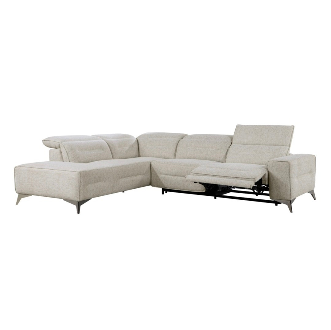 9414 Sectional Power Recliner w/ Chaise (Left Facing) w/PWR Headrest Sand Chenille