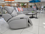 KMT6095B 6pcs Power Recliner Sofa Set Leather Light Grey