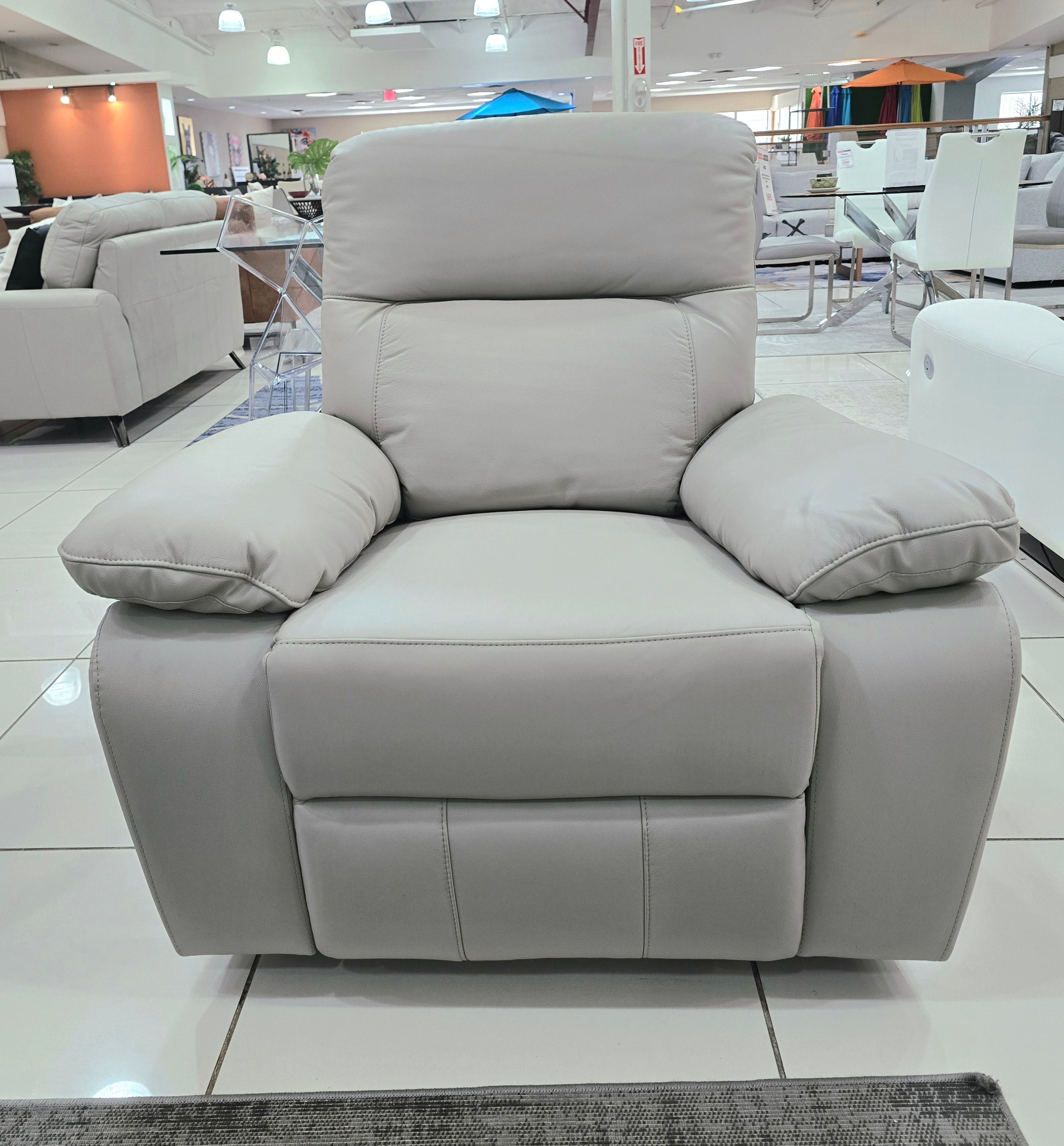 RONDA Power Recliner Chair 1133 Light Grey Leather