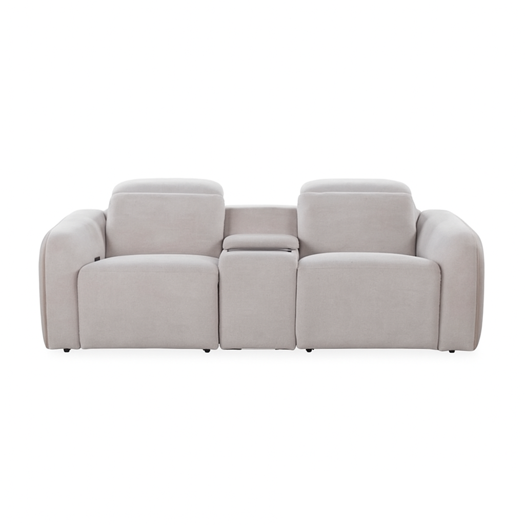 80613M 2-Seater w/Console and Sound Bar / Power Recliner w/Lumbar Beige Fabric