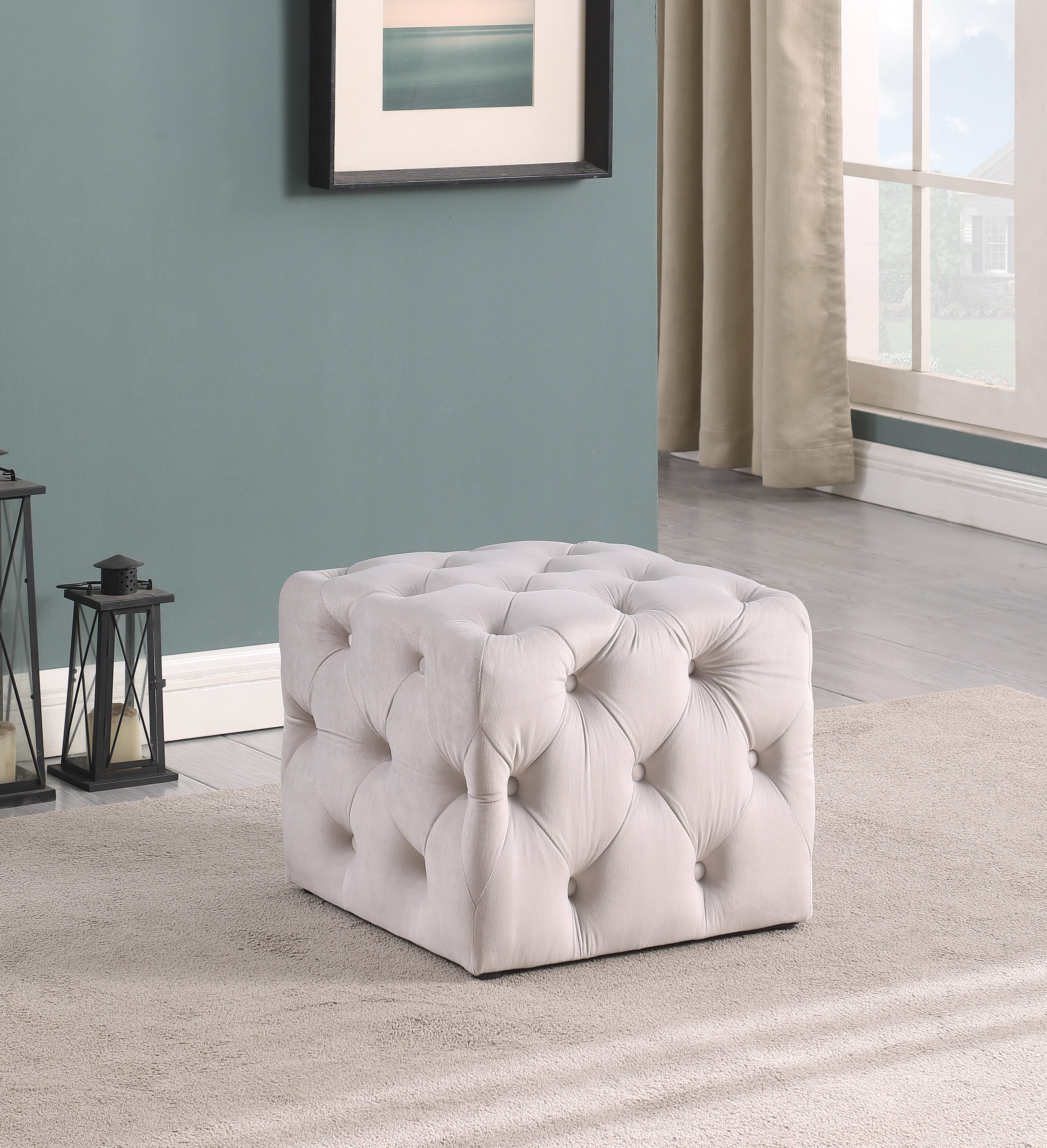 O-6288 Square Ottoman 18" x 18" x 16"Ht Grey Velvet