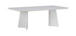 WING Dining Table 43"W x 85.8"L White Glass Top/ White Curved Base