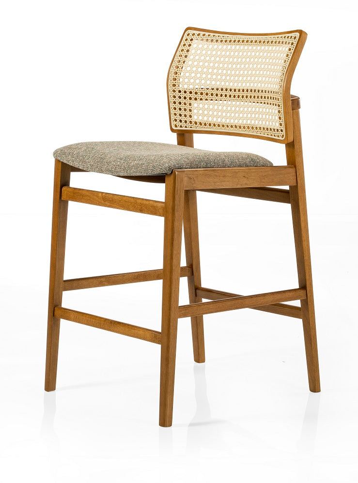 CAD932 ZARA Barstool Amendoa/H75 Fabric/Palha Natural