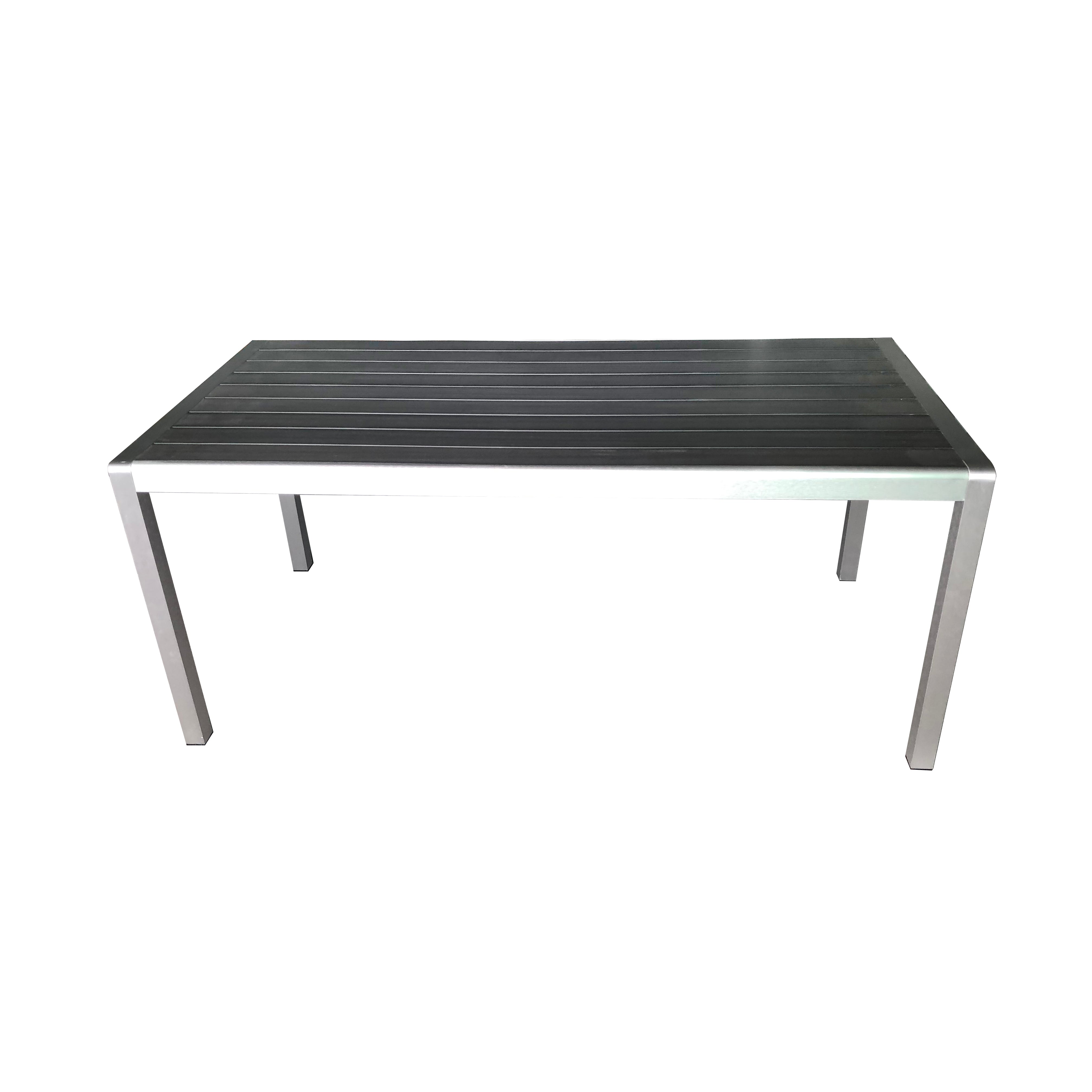 H082T-W - Crystal Rect.Dining Table 71"x 35" w/Umb Hole (Brushed Alum/Grey Polywood) - 45840