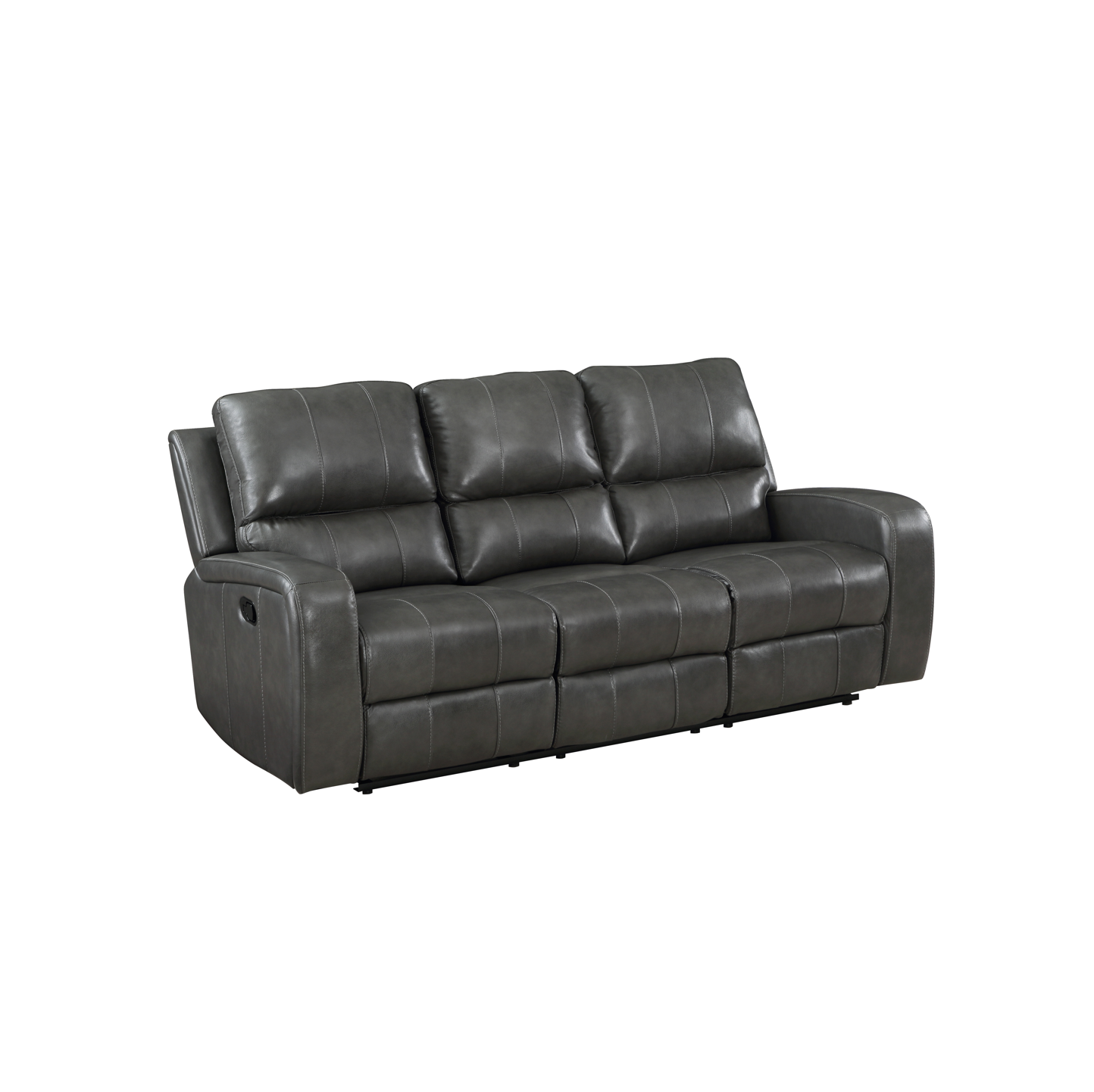 L1721 - LINTON Sofa w/Dual Recliner Dark Grey Leather - 46765