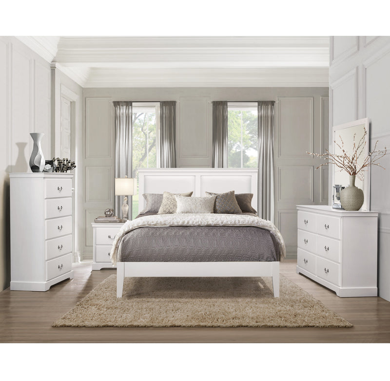 Y1519 SeaBright Twin Bed White + Dresser + Mirror + Nightstand