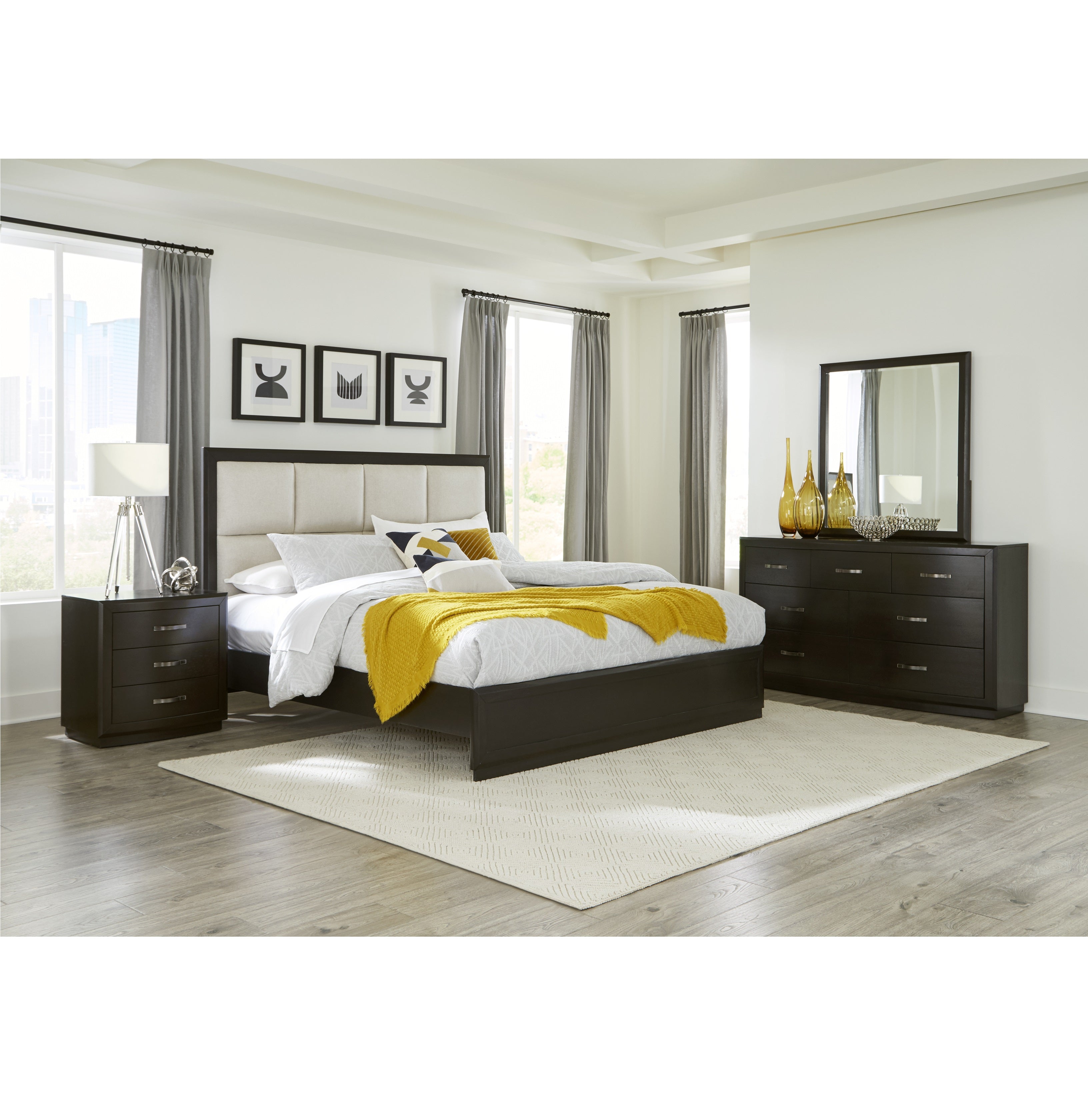 HODGIN - Queen Bed + Dresser + Mirror + Nightstand