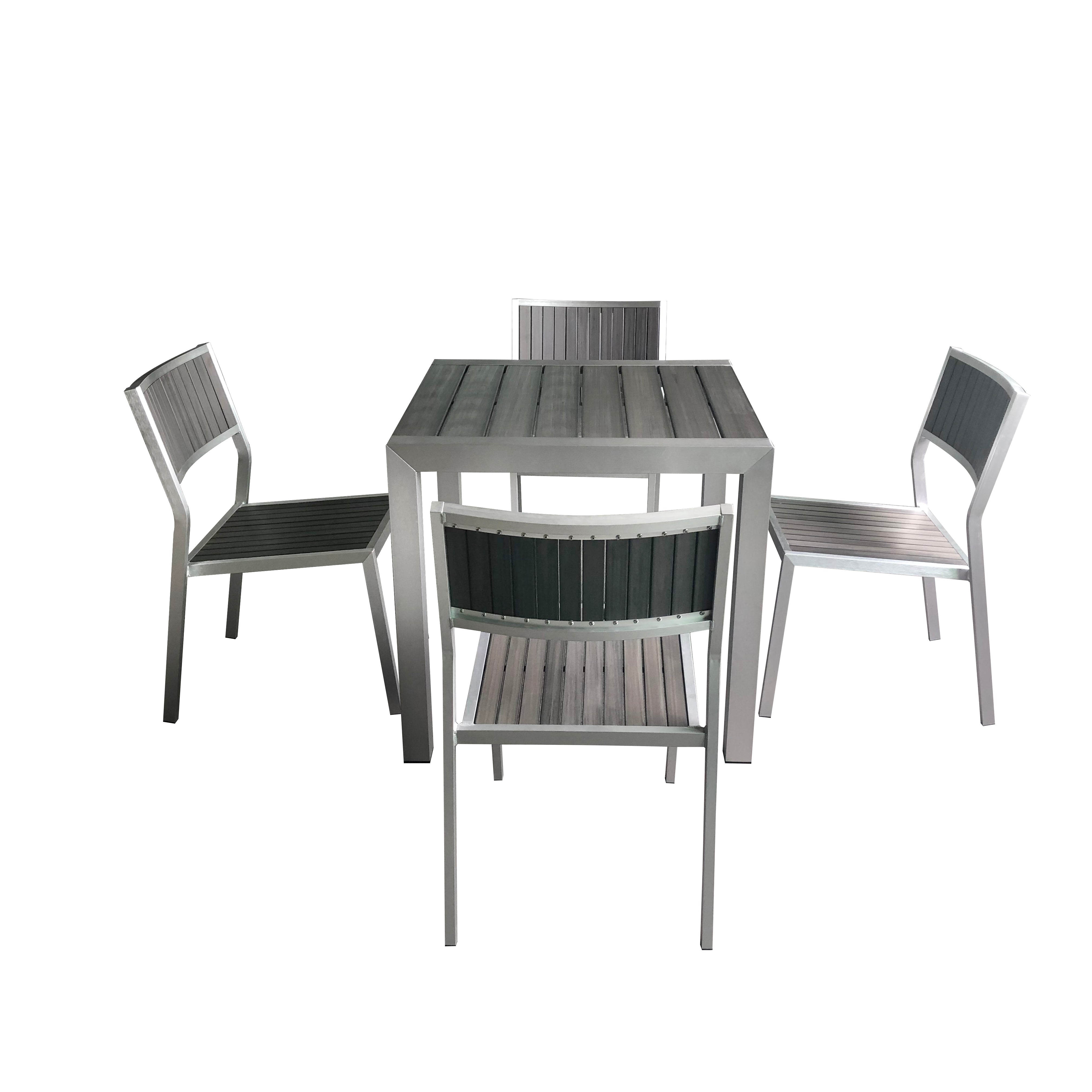 Crystal - Square Dining Table + (4) Elegance Side Chair - Grey