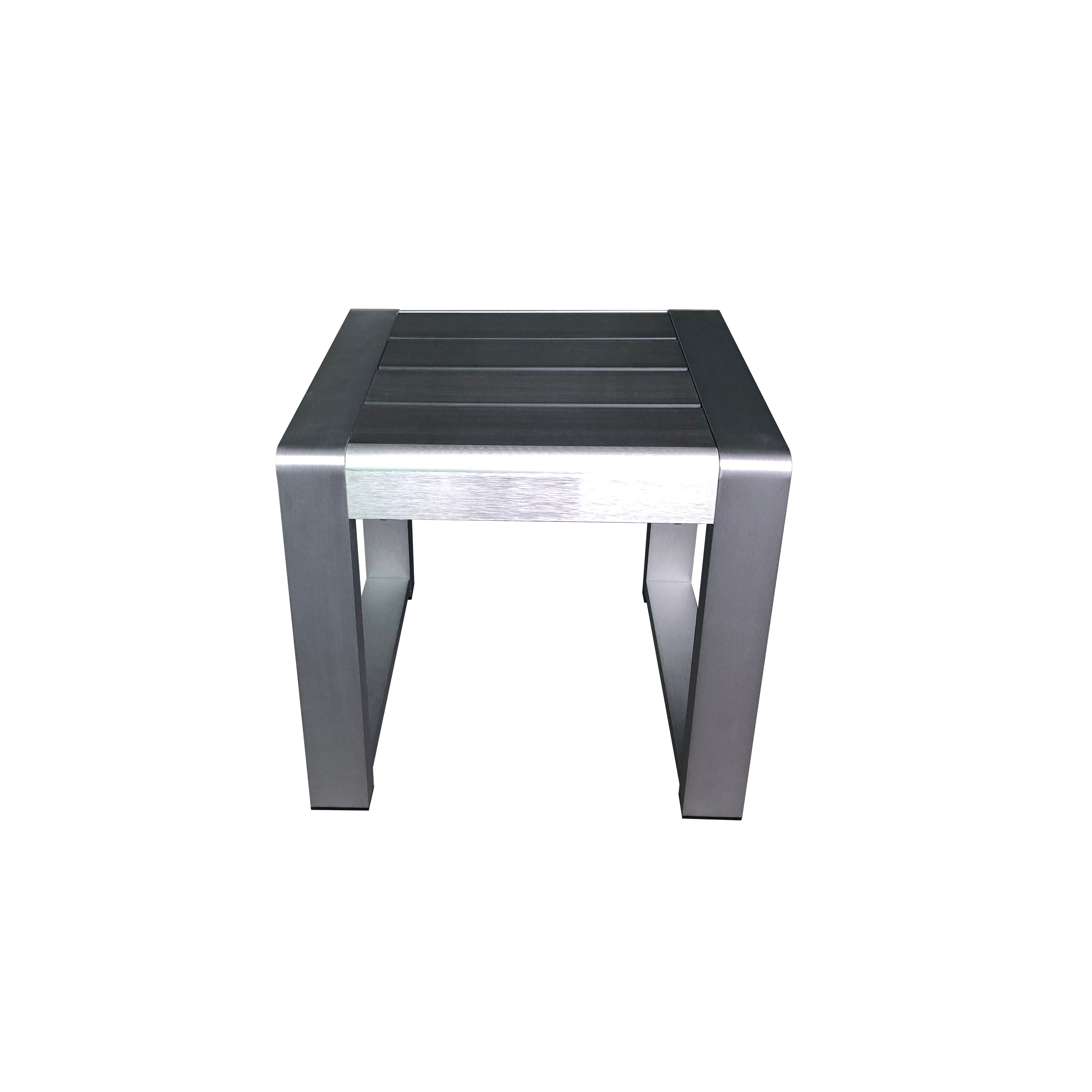 H078E-W2 - Crystal Side Table (Brushed Alu./Grey Polywood) - 44890