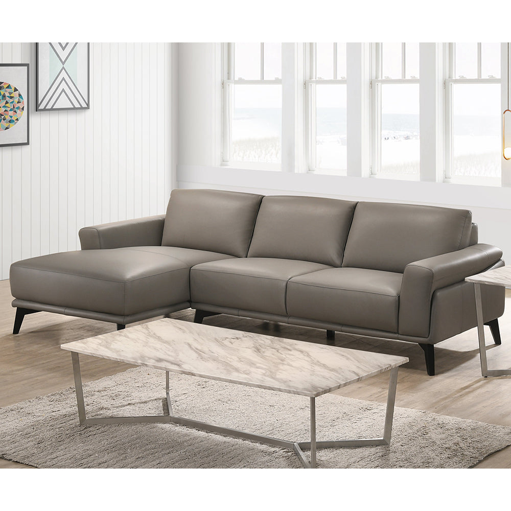 Lucca Sofa+Left Chaise Grey Leather (When Facing)