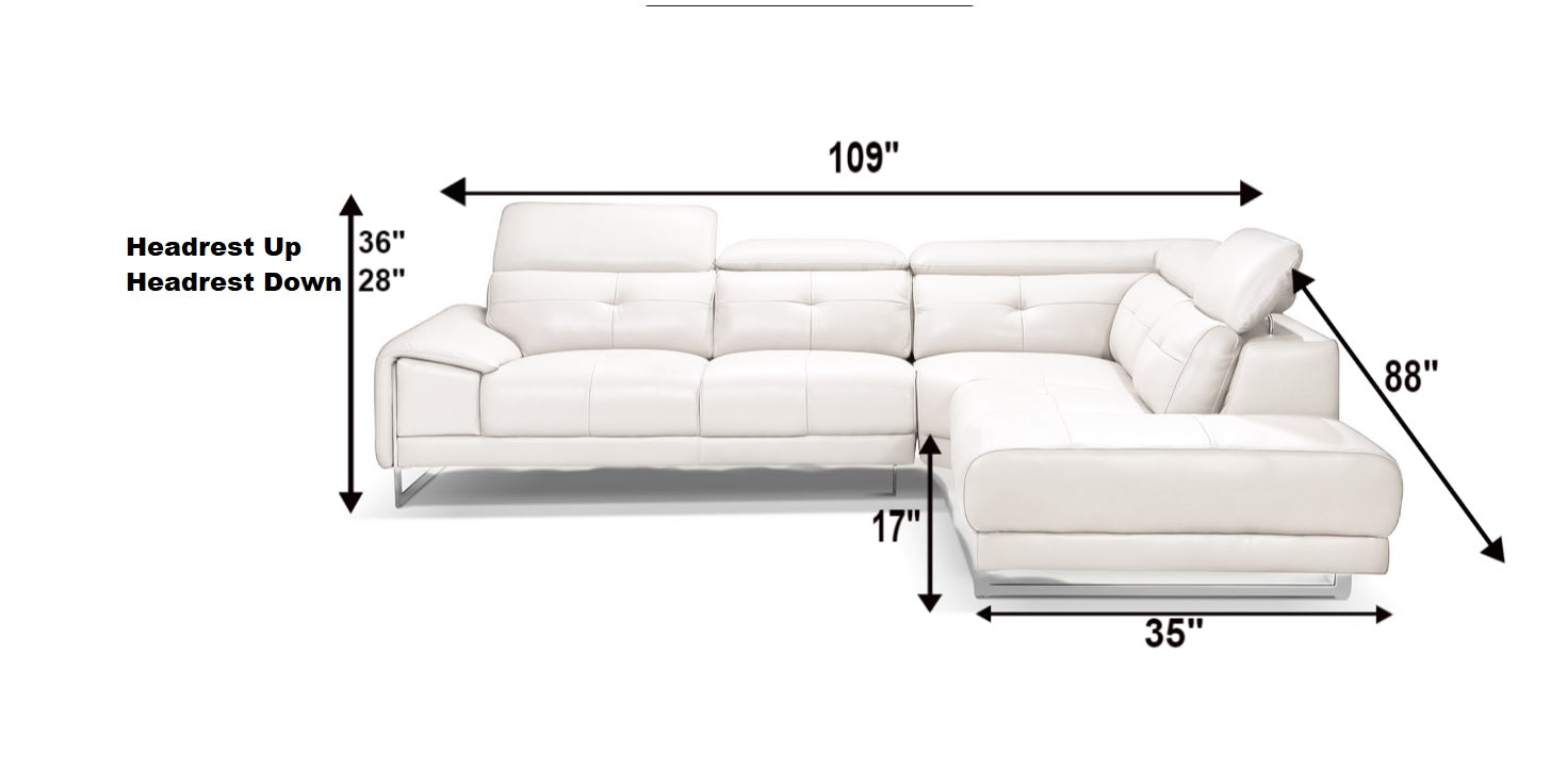 FD2905 - Leather 3-seater Sofa+Corner+Chaise (Right when Facing) - 44164