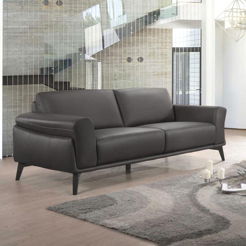 CUOMO - 3-Seater Leather Sofa - Charcoal Grey 45815