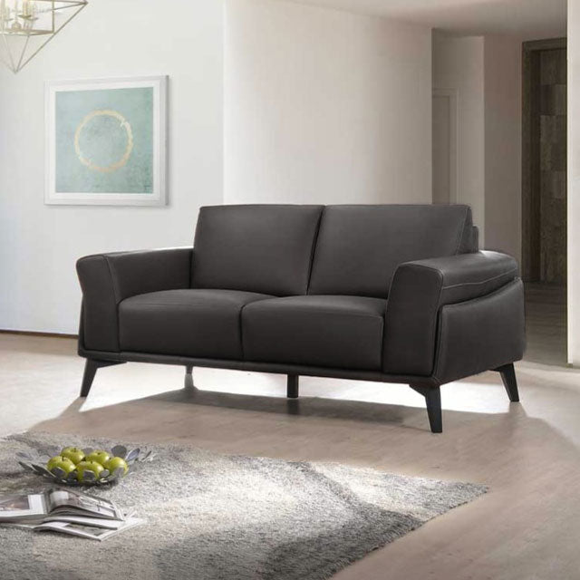 CUOMO - 2-Seater Leather Sofa - Charcoal Grey 45816