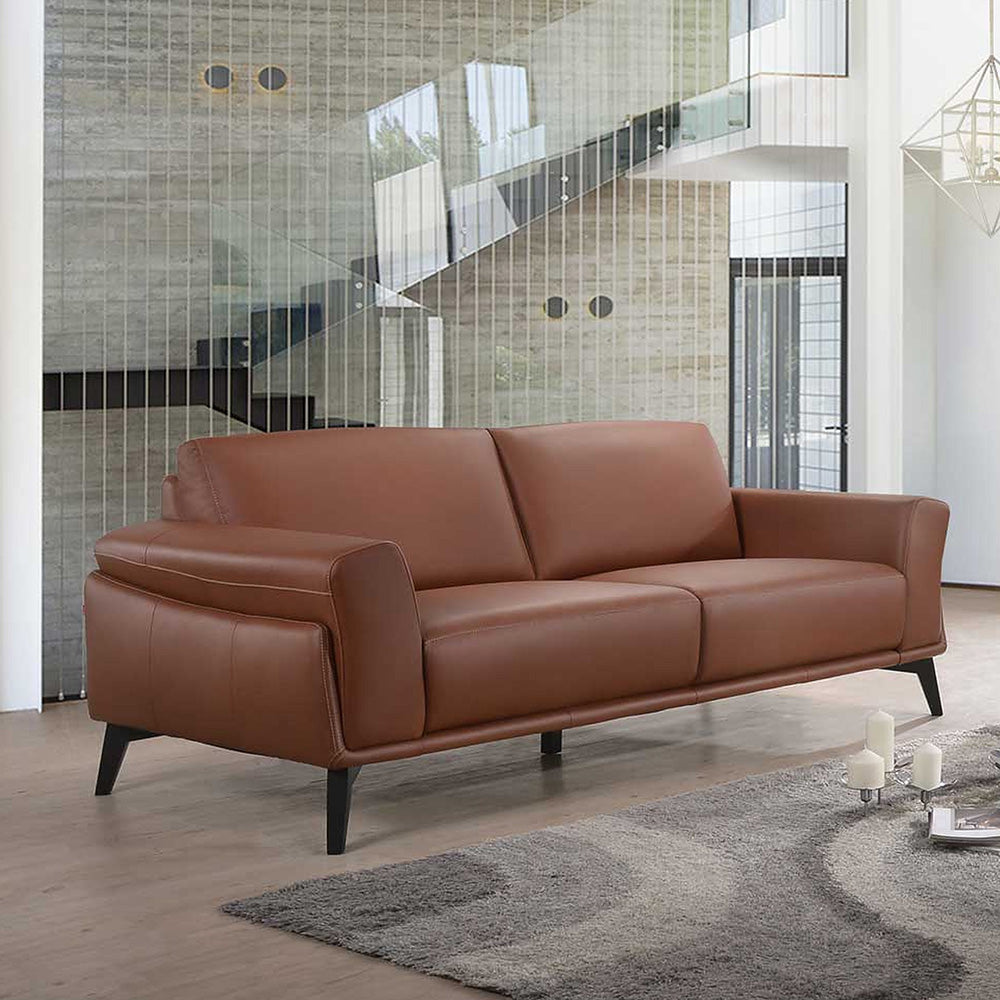 CUOMO - 3-Seater Leather Sofa - Terracota 45817