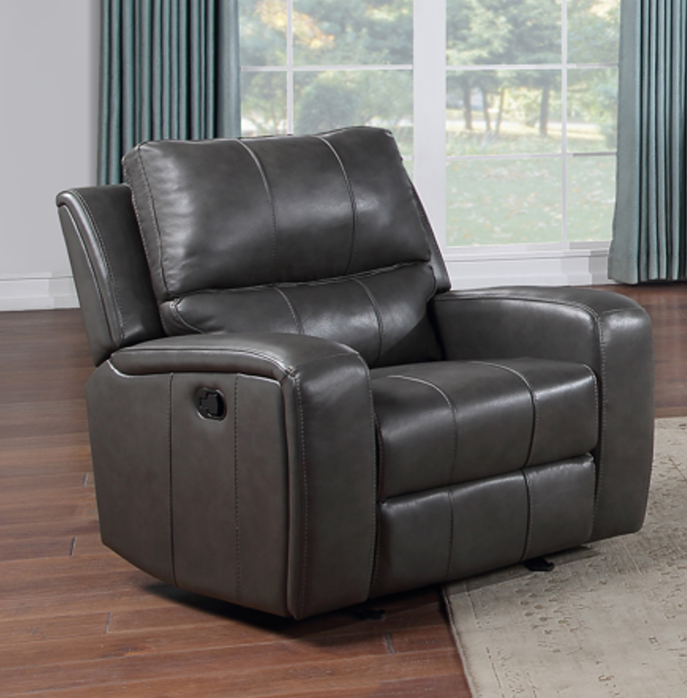 L1721 - LINTON Glider Recliner Dark Grey Leather- 46767