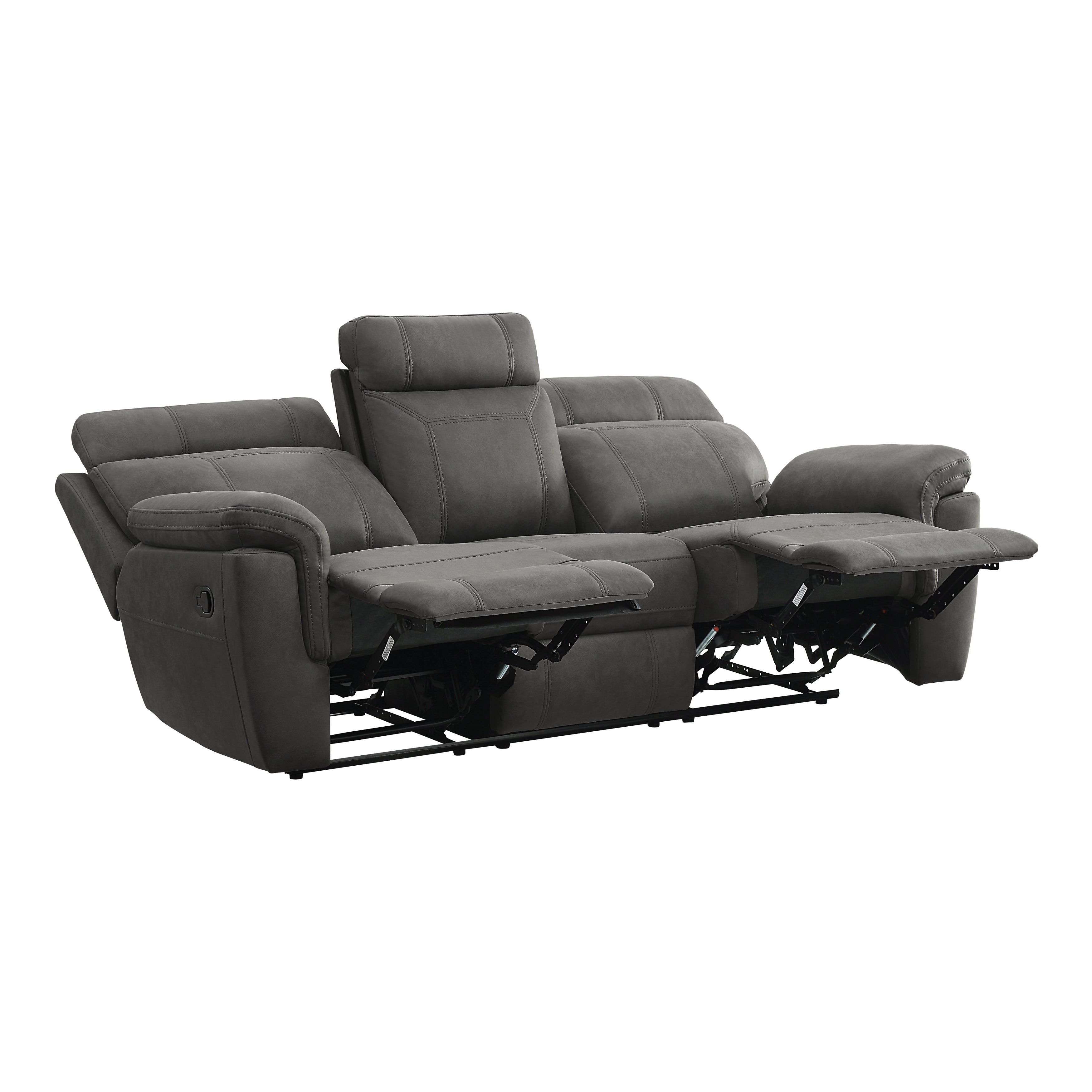 U9301 - 3 Double Recliner Sofa w/Drop-down Cup Holders (Dark Grey) - 45792