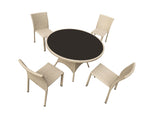 CORCEGA HT-005T Round Dining Table 47" + (4) 95002 Armless Chair Alm Frame/Mixed Grey