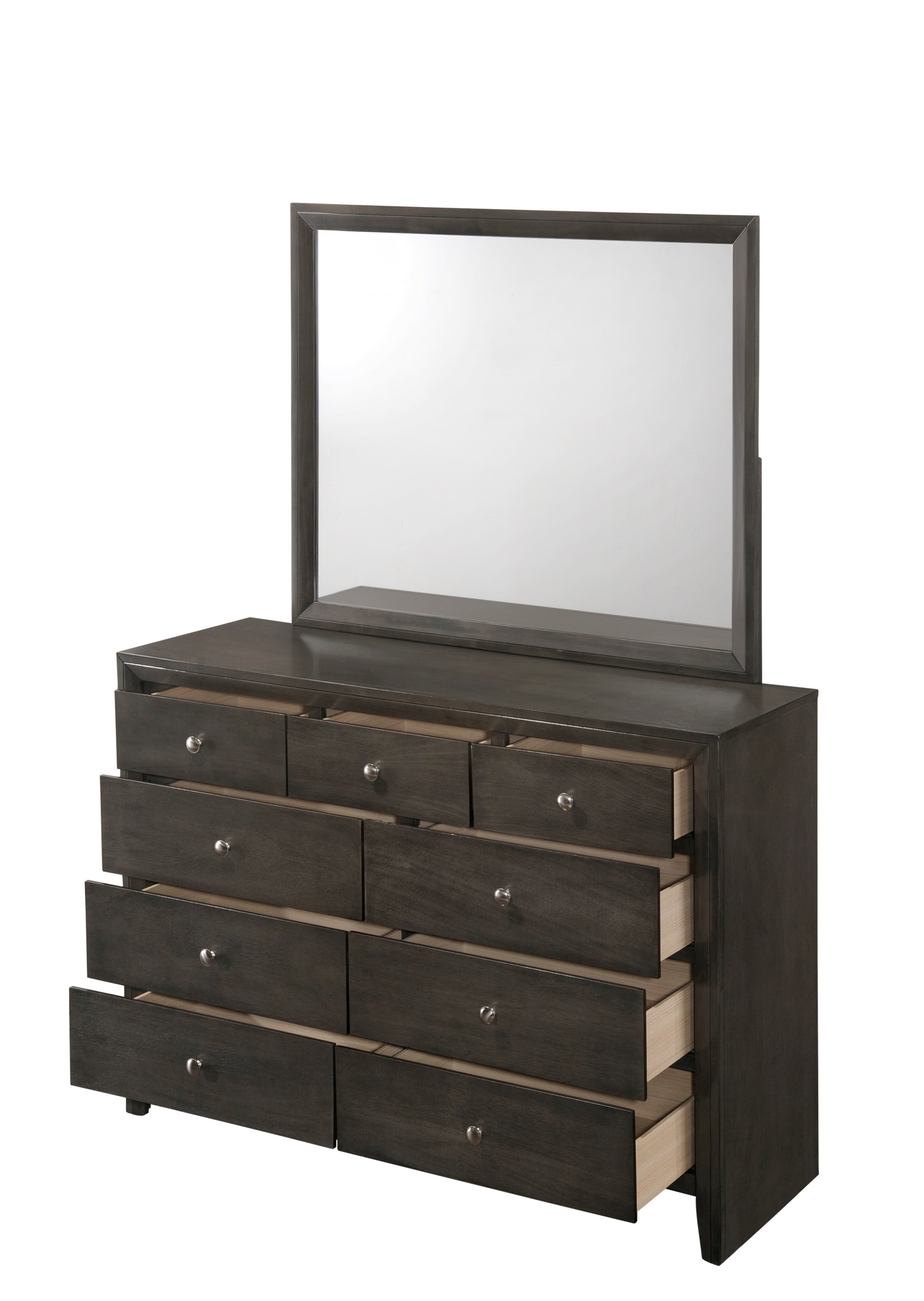 B4720 Evan Queen Bed Grey + Dresser + Mirror + Nighstand