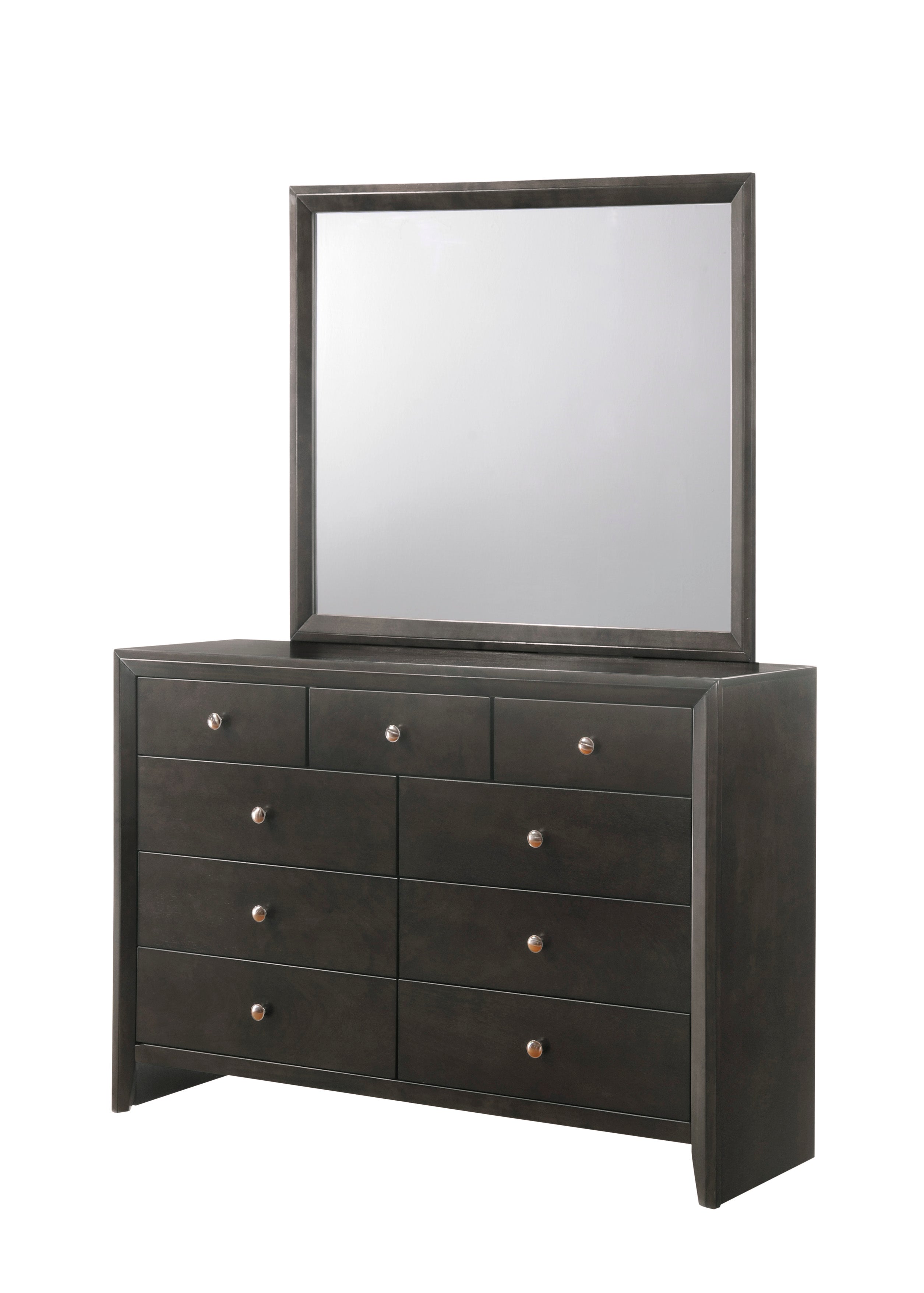 B4720 Evan Queen Bed Grey + Dresser + Mirror + Nighstand
