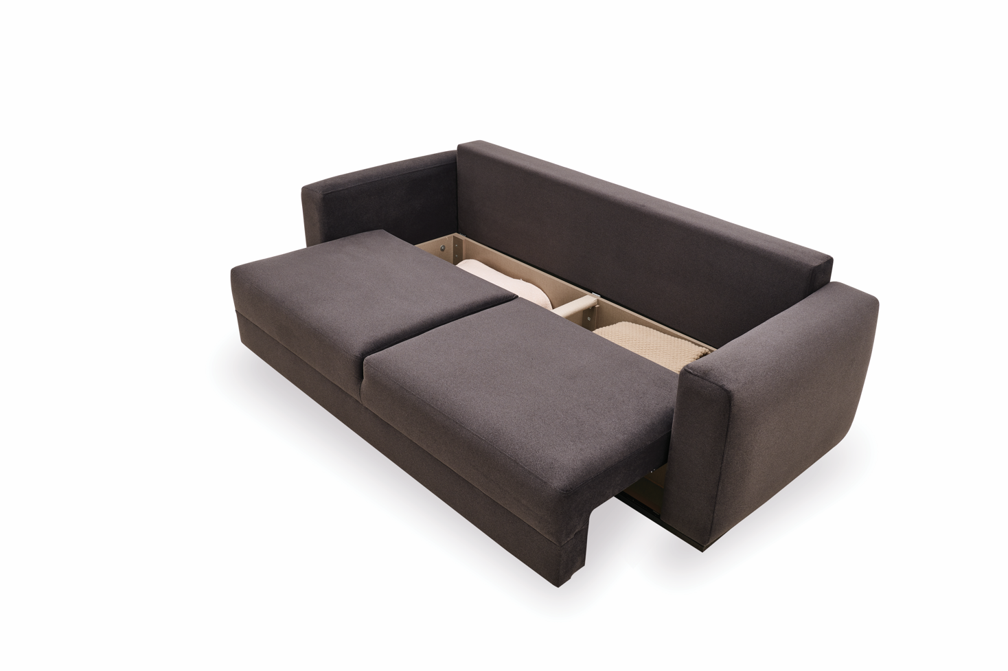 Carino - 3-Seater Sofa Bed w/Storage+3pcs Throw Pillows (Dark Grey) - 47355