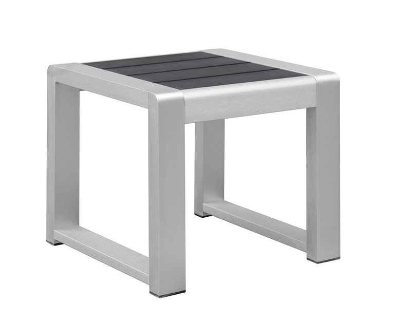 H078E-W2 - Crystal Side Table (Brushed Alu./Grey Polywood) - 44890