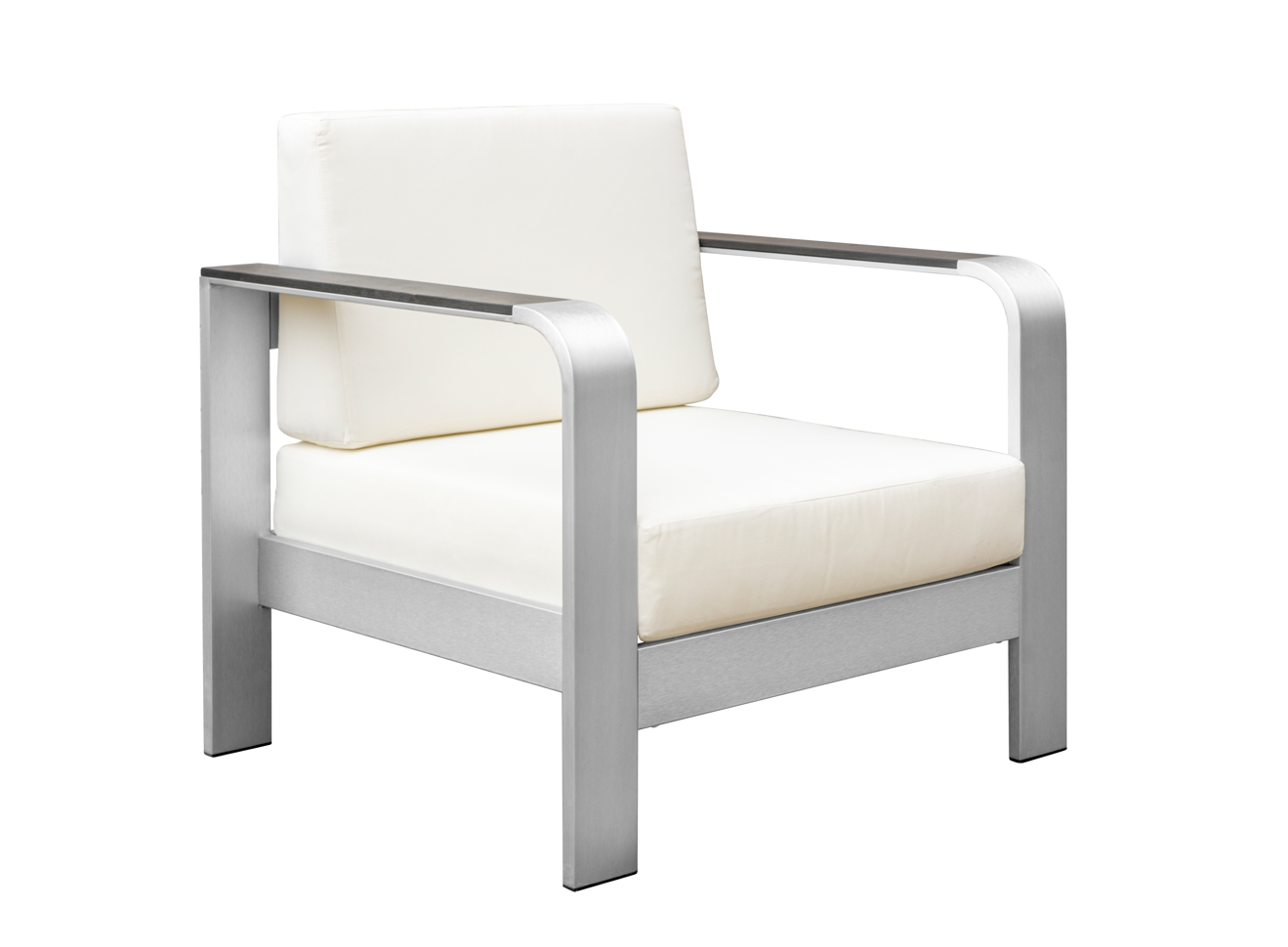 H078S1 - Crystal Lounge Chair (Brushed Alum/Grey Polywood/White Cushion) - 41289