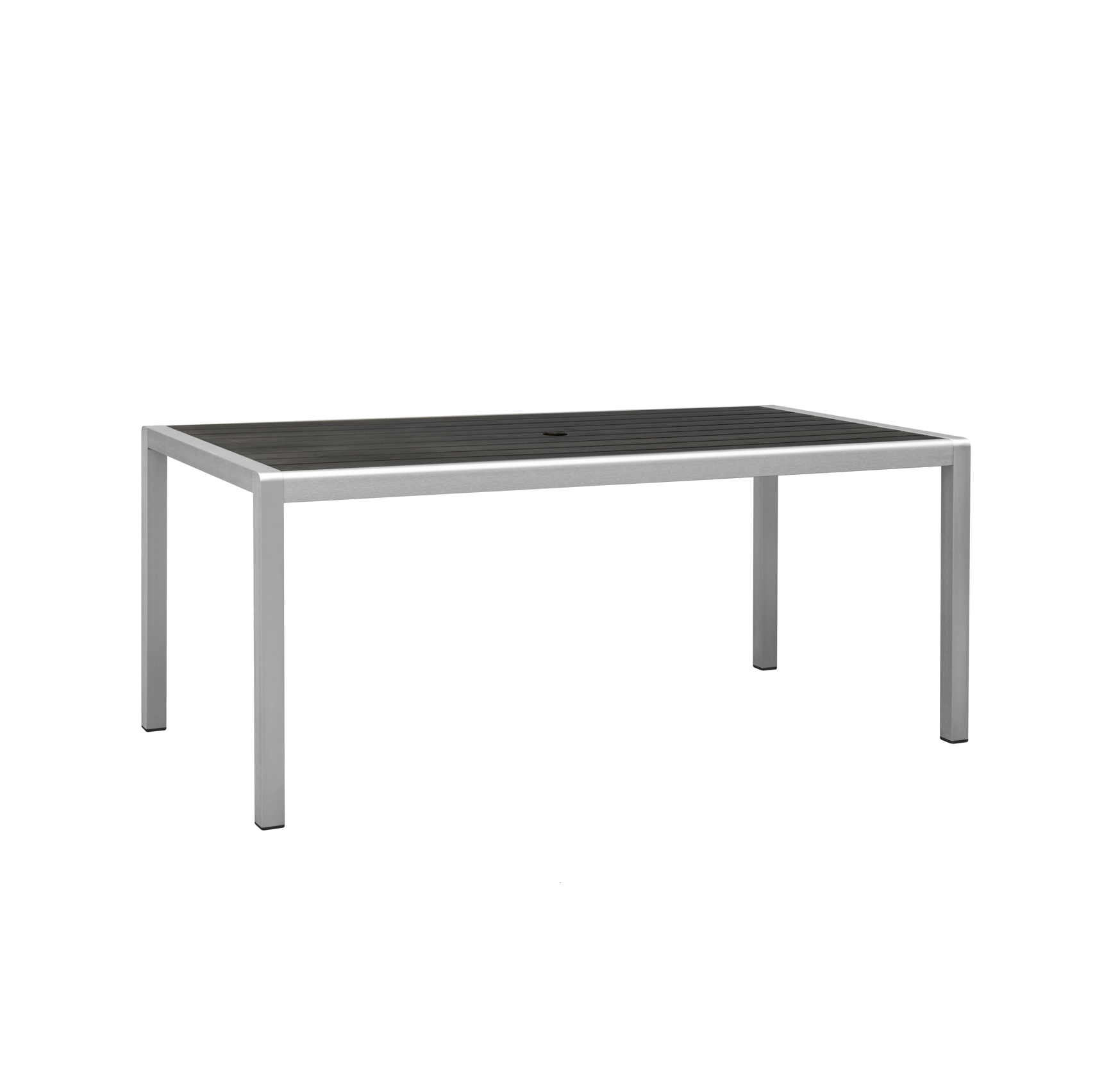 H082T-W - Crystal Rect.Dining Table 71"x 35" w/Umb Hole (Brushed Alum/Grey Polywood) - 45840