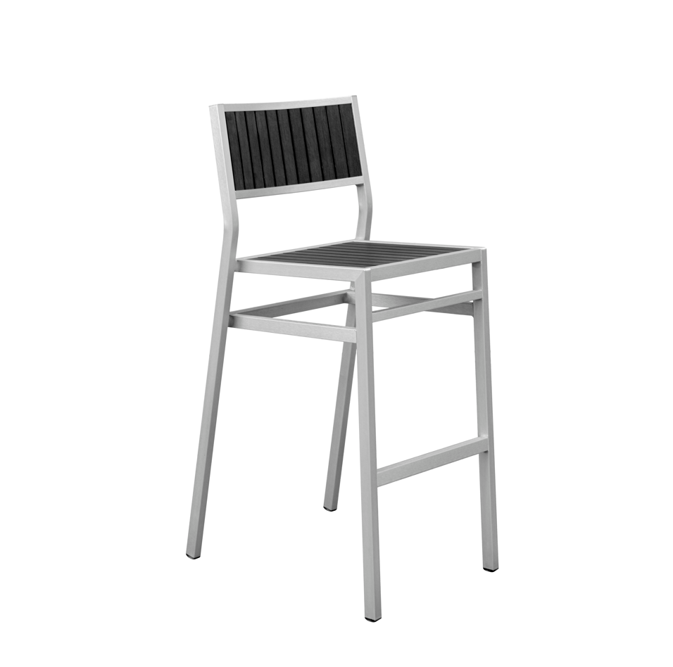 BC209H - Elegance Barstool (Brushed Alu/Grey Polywood) - 44123