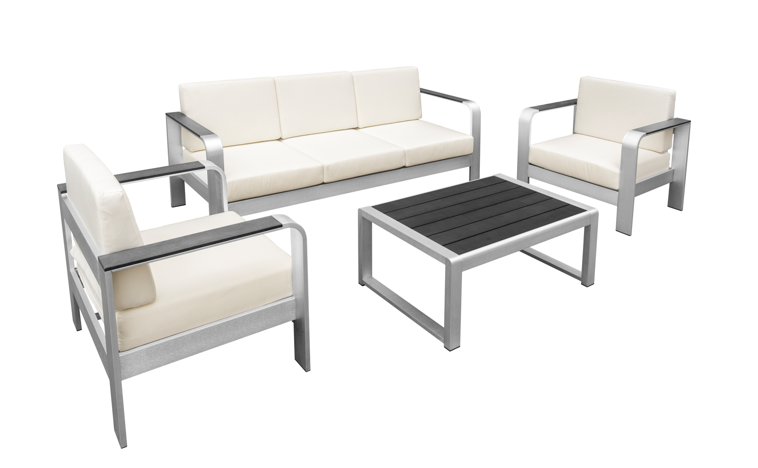 H078S1 - Crystal Lounge Chair (Brushed Alum/Grey Polywood/White Cushion) - 41289
