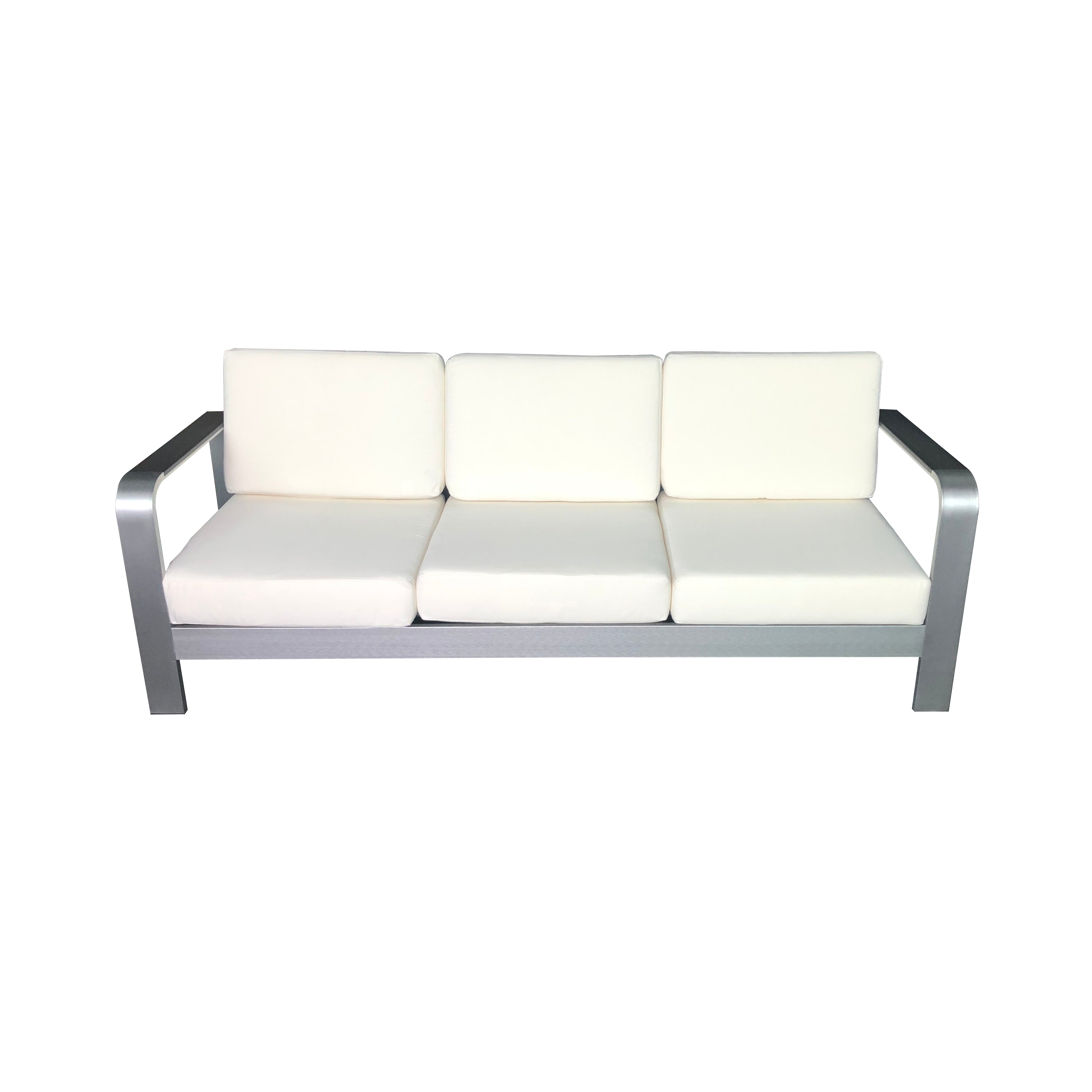 H078S3 - Crystal 3-Seater Sofa (Brushed Alum/Grey Polywood/White Cushion) - 41575